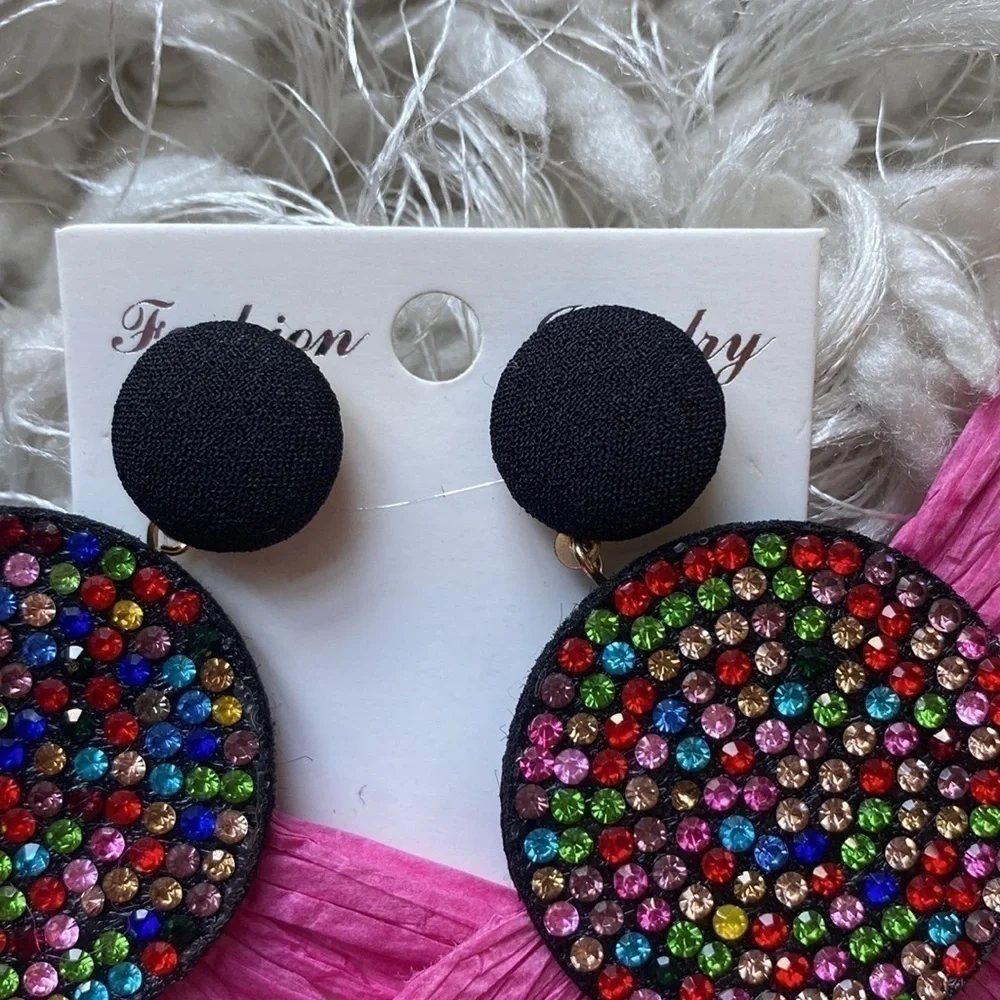 Pink and Multi-Color Stone Earrings